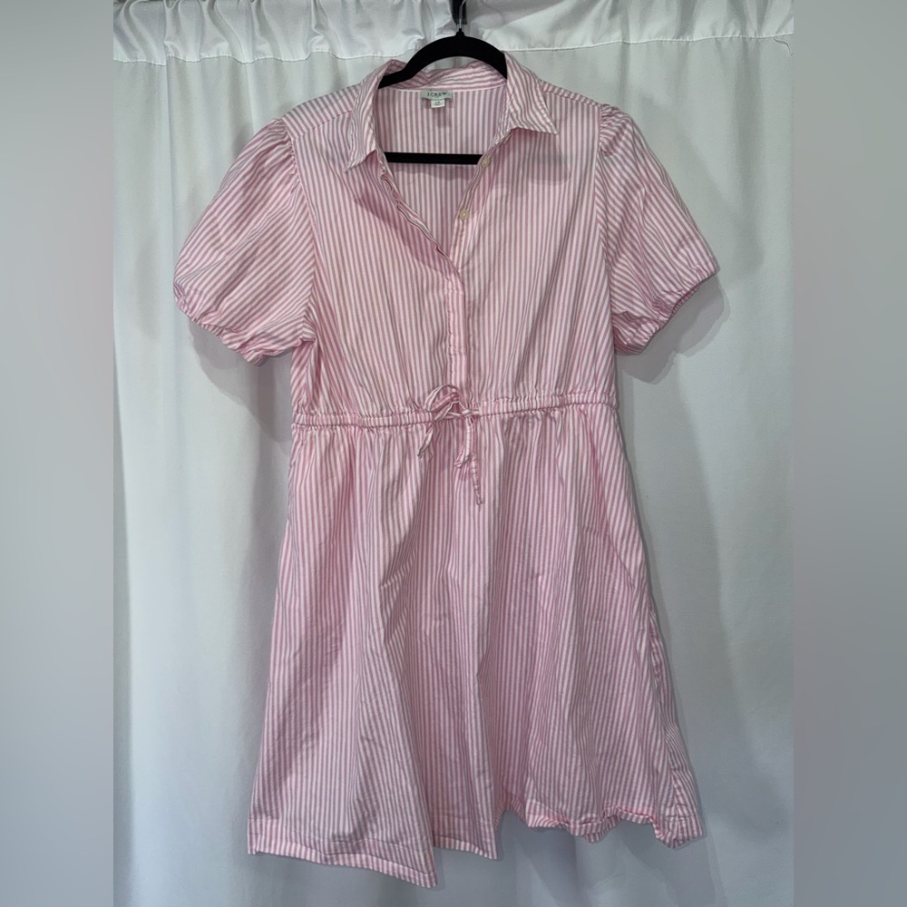 J Crew Pink & White Striped Shirt Summer Dress